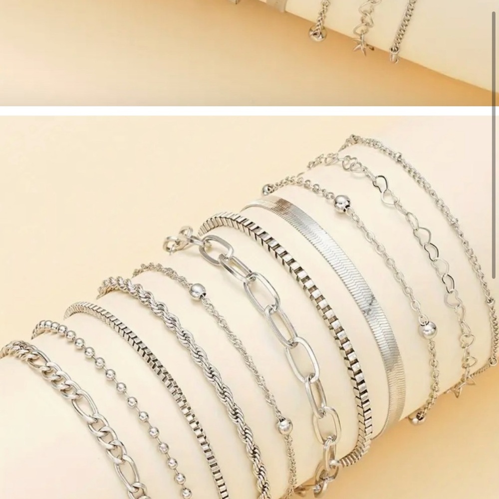 (J204) 925 Sterling Silver Set Of 11
Simple Twisted Snake Bone Chain
Bracelets - Picture 3 of 4
